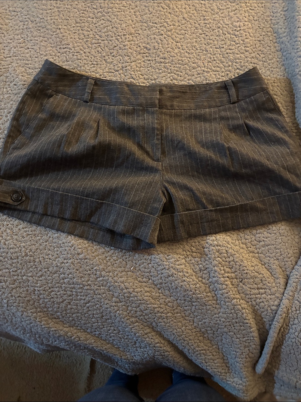 Max Studio Gray Pinstripe Tailored Shorts